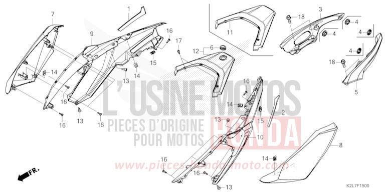 HOUSSE DE CARROSSERIE/POIGNEE ARRIERE von ADV 350 MAT CARBONIUM GRAY METALLIC (NHB52) von 2023